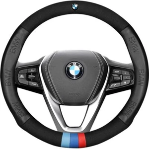 15" Steering Wheel Cover Leather Red+Carbon Fiber for BMW M /1 2 3 4 5 6 Series - Picture 1 of 2