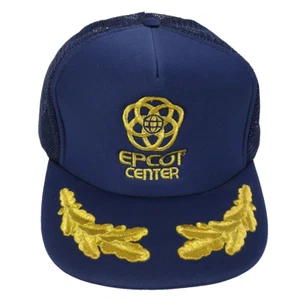 Vtg UNWORN DISNEY EPCOT CENTER MESH TRUCKER SNAPBACK HAT Gold Leaves Licensed - Picture 1 of 11