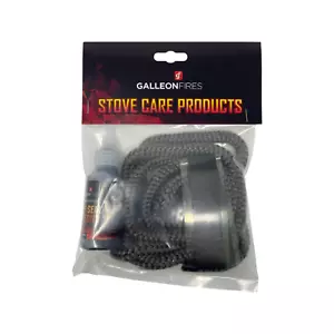 Kit guarnizione corda in vetro stufa morbida 9 mm nero 9 mm x 2 m con colla 50 ml, nastro finale - Foto 1 di 2