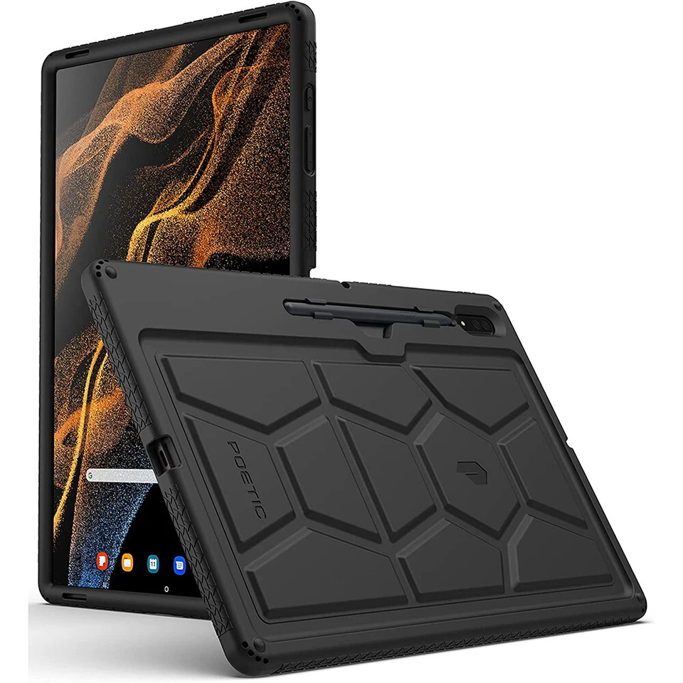 For Galaxy Tab S8 Ultra 14.6 Case 2022 | Poetic Silicone Tablet Cover Black - Image 1 of 4