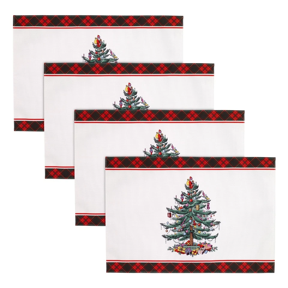 Spode Christmas Tree Tartan Placemats  ~~  Set of 4 ~~  FREE SHIPPING ~~ - Image 1 of 1