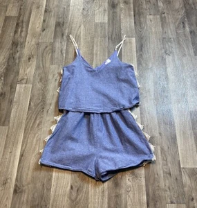 Alya Romper Women’s Small Chambray Lace Boho Bohemian - Picture 1 of 8