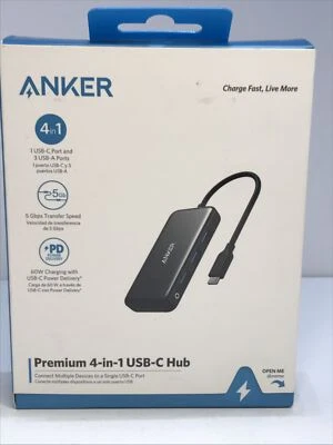 Anker 4-in-1 Premium USB-C Hub, 5 Gbps Transfer Speed, 60W Charging. - Image 1 of 4