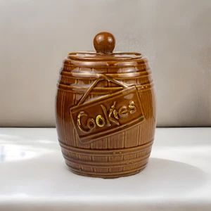Vintage McCoy Keramik Whiskyfass Keksdose mit Deckel Made in USA 50er MÄNGEL - Bild 1 von 13