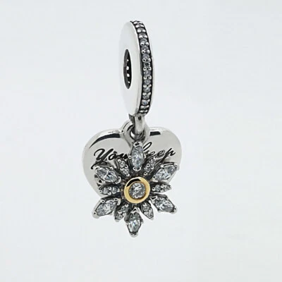 Original Pandora Anhänger Schneeflocken-Herz Silber Gold Zirkonia 792012CZ Neu - Bild 1 von 2