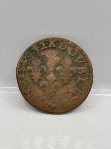DOUBLE TOURNOIS 1642 K BORDEAUX TYPE DE WARIN LOUIS XIII / FRANCE ROYALE - Foto 1 di 3
