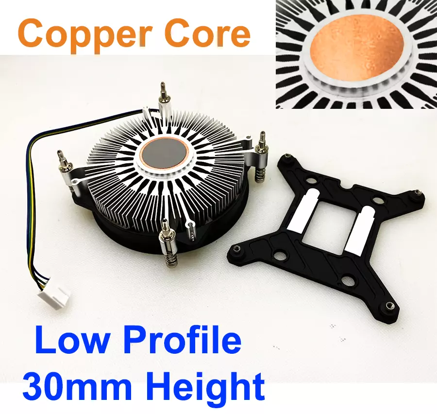 LGA1700 mITX Low Profile Cooling Fan 1U Copper Core for Intel 12th 13th Gen CPU - Image 1 of 3
