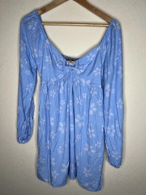 Vestido Babydoll American Eagle Imitación Envolvente Para Mujer Talla M Azul Bohemio Costero Nuevo Foto 1 de 4