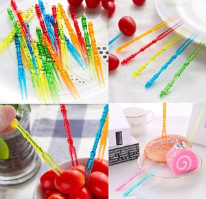 20-100X Fruit Forks Multi Colours Xmas Party Forks Cocktail Cake Forks Supplies - Picture 1 of 16