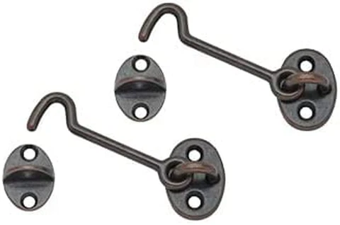Forged Brass Cabin & Door Hook Latch & Eye, 2-1/2", Antique Copper, 2 Pack, Made Cover