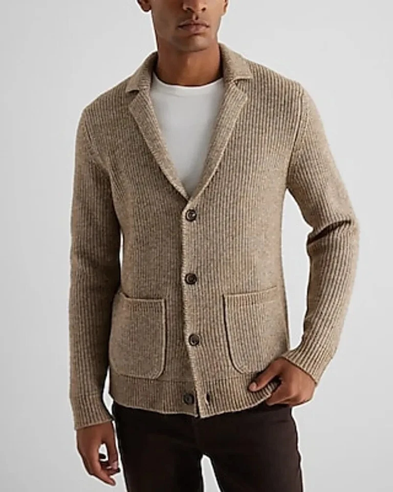 Blazer Suéter Acanalado EXPRESS - Camello - Talla XL Foto 1 de 1