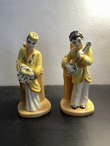 Ceramic Arts Studio Madison WI, coppia musicisti orientali, statue figure Budvase - Foto 1 di 10