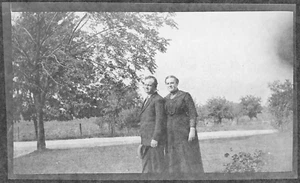 Antique Early 1900s ? Film Photography Negative Man & Woman in Yard Couple - Picture 1 of 2