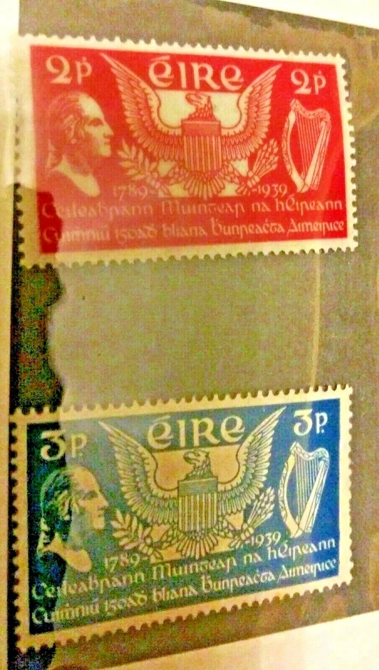 Irlanda. Scott's # 103-4. MH. Washington, Eagle & Harp.  tienda de sellos de sal. Foto 1 de 1