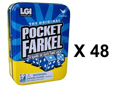 CASE OF 48 - THE ORIGINAL POCKET FARKEL A Dice Game Of Guts And Luck Tin Can NEW - Image 1 of 4