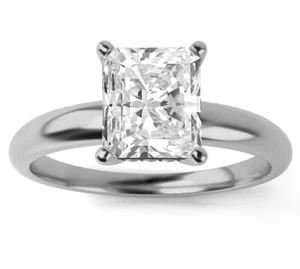 Certified 2.25 Ct EVS1 Radiant Cut Lab\Created Diamond Engagement Ring Platinum - Picture 1 of 4