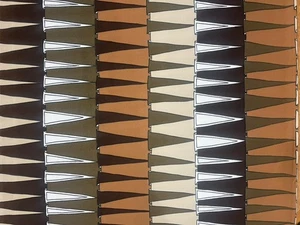 2.25Y MCM Mod Geometric Fabric Polyester Knit? Brown Green Tan White 60”W VTG - Picture 1 of 23