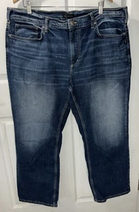 Jeans argento Zac uomo 42x30(29) blu scuro denim gamba dritta grunge rock - Foto 1 di 11