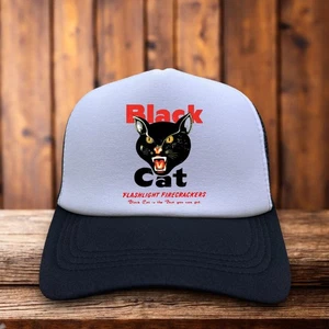 Black Cat Fireworks Vintage Logo Mens Trucker Hat Black The Best You Can Get - Picture 1 of 7