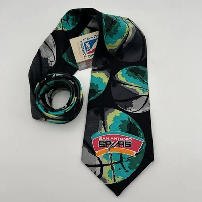 Corbata de seda vintage RM Sport NBA SAN ANTONIO SPURS - nueva con etiquetas hecha en EE. UU. Foto 1 de 4