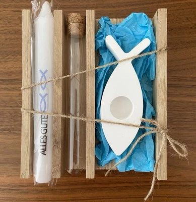 Taufgeschenk / Taufkerze / Geldgeschenk Taufe / Geschenkset - Bild 1 von 2