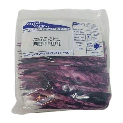 100 Pack Gateway Feathers 4" Right Wing: Shield Camo Tre Purple 400RSTPP-100 - Image 1 of 4