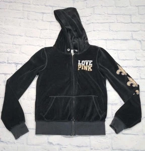 New Orleans Saints Victoria Secret Pink WOMENS XS Hoodie Sweatshirt Black Velvet - Picture 1 of 15