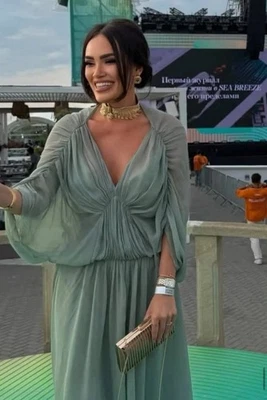 ZARA XS, S,  NWT $149 WOMAN SS25 ZW COLLECTION DRAPED DRESS SEA GREEN 2954/285 - Image 1 of 4