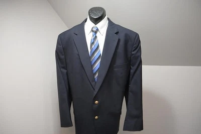 Jos A Bank Blazer 100% Wool Gold Button Dark Blue/Navy Sports Jacket Mens 54 R - Image 1 of 4