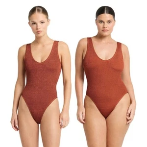 costume da bagno bond-eye nuovo con etichetta testurizzato pezzo unico bronzo lucido taglia unica - Foto 1 di 7