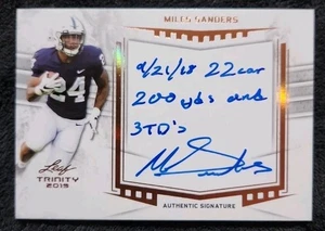 MILES SANDERS 2019 Leaf Trinity Auto + Inscription! Rookie Autograph! - Picture 1 of 8