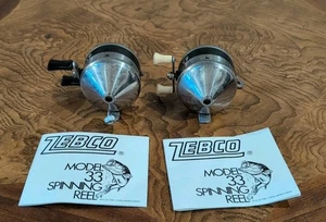 Pair Of Vintage Zebco 33 Fishing Reels Made USA With Manual - Picture 1 of 9