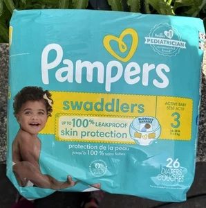 Pampers Swaddlers Diapers Couches 26 Count For Size 3 ( 16-28 LBS ) New. - Picture 1 of 4
