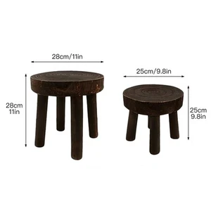 Greenery Solid Wood Small Round Stool Dwarf Stool Small Chair CT - Picture 1 of 12