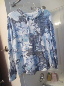 NWOT women's long sleeve hoodie Alfred Dunner Size PM blue colors - Picture 1 of 11