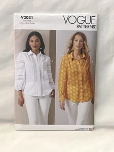 NEW Vogue V2031 Button Front Blouse Pointed Collar Uncut Sewing Pattern sz 16-24 - Picture 1 of 2