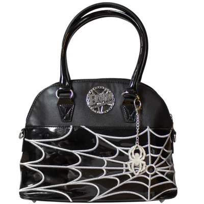 Kreepsville 666 Elvira Macabro Móvil Negro Web Bowler Cartera Bolso de Mano Pies de Metal Foto 1 de 4