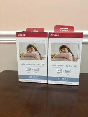 Juego de tinta y papel color Canon KP-108IN Selphy CP 4x6" 108 hojas 3 tintas Crtg.  2pk Foto 1 de 3