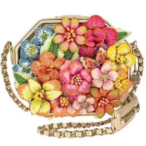 Borsa a tracolla Mary Frances Wild Blossom design floreale fatta a mano - Foto 1 di 13