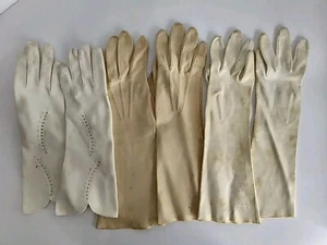 1950s Ivory White Ladies Gloves Set of 3 - Picture 1 of 7