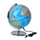 8.15 Inch World Globe World Map Rotating Bracket with LED Lights Educational 
