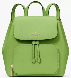 Kate Spade Kristi Medium Flap Backpack Turtle Green Leather KA695 NWT $379 FS - Picture 1 of 5