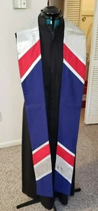 CLERGY STOLE LITURGICAL VESTMENT CUSTOM MADE RED BLUE AND SHIMMERY SILVER - Picture 1 of 5
