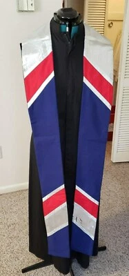 CLERGY STOLE LITURGICAL VESTMENT CUSTOM MADE RED BLUE AND SHIMMERY SILVER - Image 1 of 4