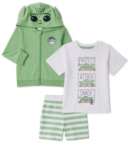 Disney Baby Yoda Costume Hoodie Jacket T Shirt Short Set 3T 4T 5T Outfit Toddler - Picture 1 of 5