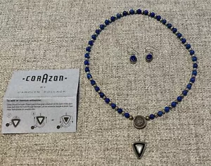 Relios Corazon Carolyn Pollack Lapis Necklace Earring Sterling 925 Silver R Moon - Picture 1 of 2