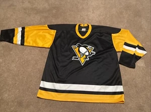 Maglia Vintage CCM NHL Pittsburgh Penguins Uomo XL Nero/Giallo - Foto 1 di 9