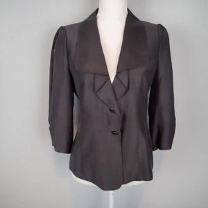 CLASSIQUES ENTIER sz s,TOP,BLAZER,CHARCOAL LIGHT SATIN 3/4 SLEEVE d7 - Picture 1 of 11