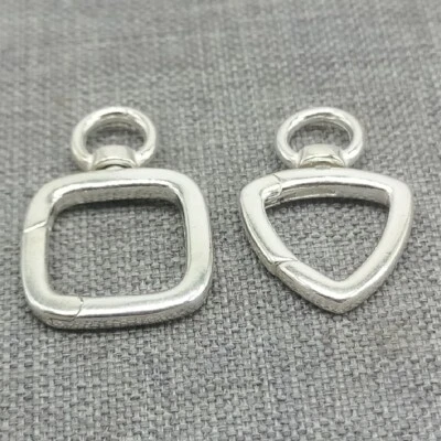 2 Sterling Silver Swivel Square Push Clasps 925 Silver Triangle Gate Clasp - Image 1 of 4