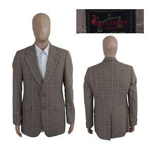 Vintage 70s Barrister Collection Glen Check Brown Two Button Sport Coat 38L